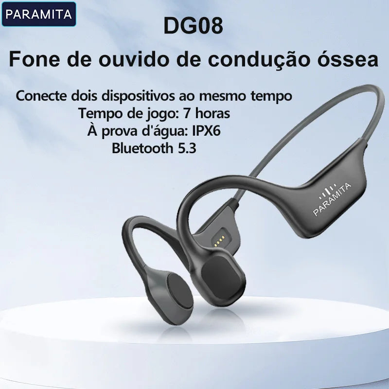 Fones de ouvido de condução óssea real, bluetooth, sem fio, à prova d'água, esportivo, com microfone, para treino, corrida